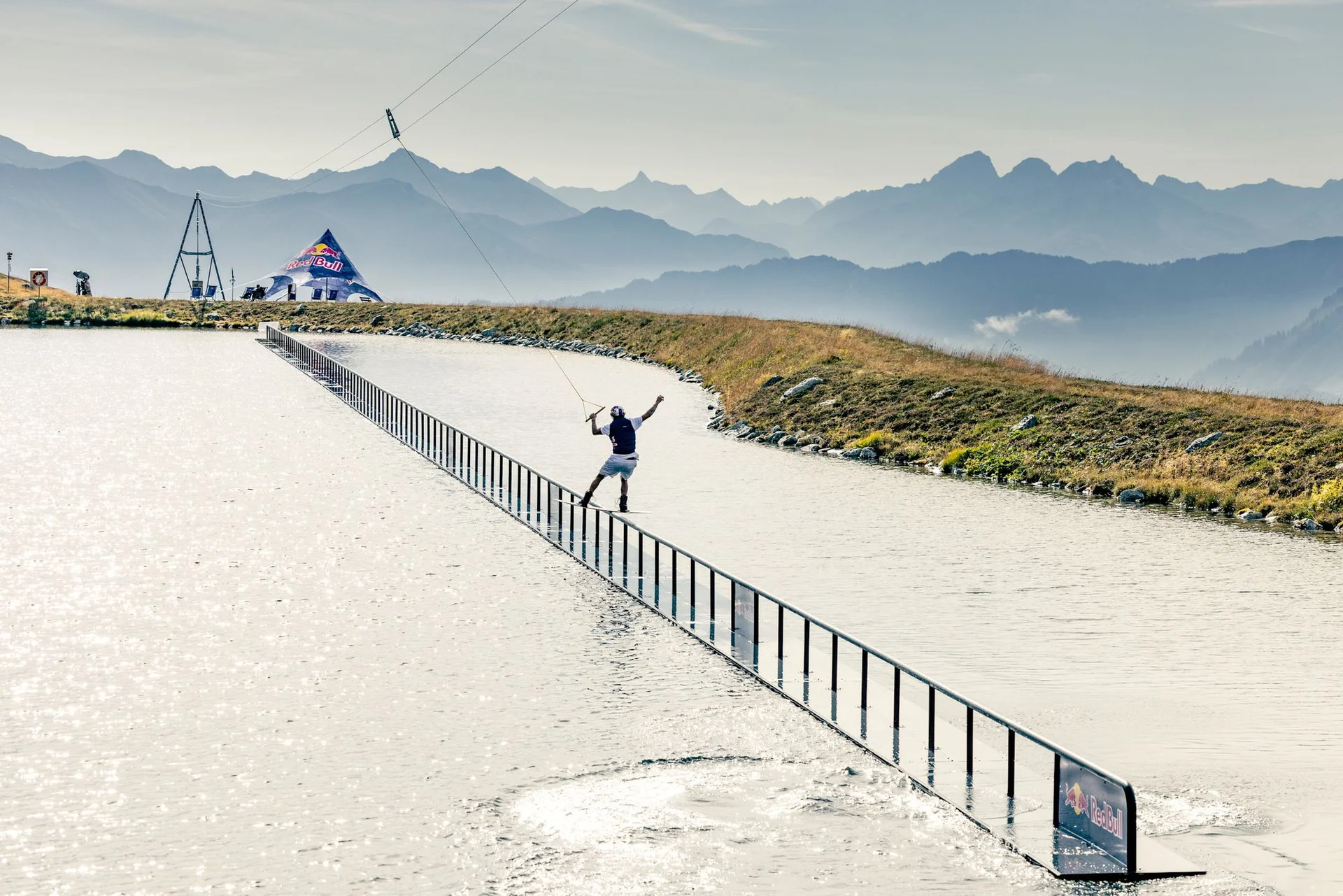 Jamie Huser on his 140 metre world record rail in the Swiss Alps